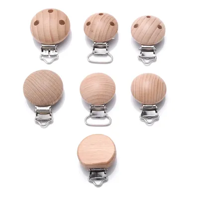 50Pcs Natural Wooden Baby Pacifier Clip Wood Dummy Nipples Holder DIY Teether Teething Chain Nursing