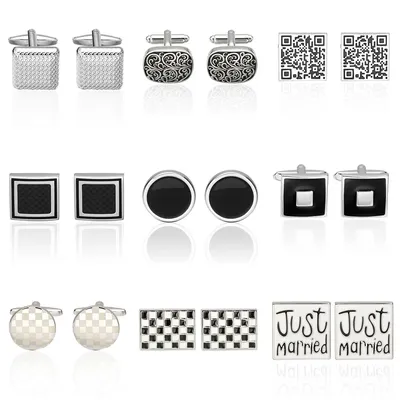 Novelty cuff links stainless steel Old craftsman hand Laser engraving cufflinks French suit