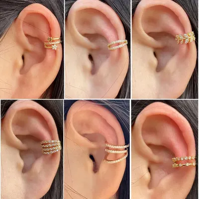1Piece Crystal CZ Clip On Earring EarCuff Without Piercing Helix Cartilage Ear Clip Ear Wrap