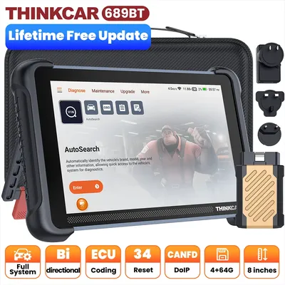 THINKCAR Thinkscan 689BT OBD2 Diagnostic Tool Bi-directional ECU Coding CANFD DOIP 34 Reset All System Diagnosis Lifetime Free