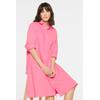 Sommerkleid SENSES.THE LABEL, Damen, Gr. XS, US-Größen, pink (soft pink), Material: 100% Baumwolle, unifarben, casual, regular fit Midi, hoch geschlossener Ausschnitt, 3/4-Ärmel Ärmel mit Ärmelschlitz 1-Knopf-Manschette, Kleider, aus Baumwolle