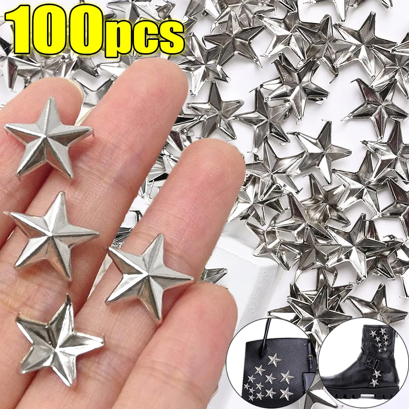 Metall Silber Stern Nieten DIY Kleidung Schuhe Taschen handgemachte Kleidung Zubehör Punk Leder Nieten Spikes Spots Nägel Kopf Knöpfe