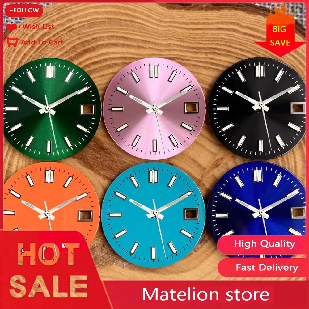 29 mm grün, rosa, schwarz, orange, blau, Sunburst-Zifferblatt, geeignet für Datum, nur NH35 NH35 NH36 Uhrwerk