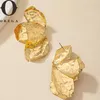 Obega Vintage Gold Farbe geometrische Ohr stecker Blatt Metall große Ohrringe einzigartiges Design Hip Hop Party Persönlichkeit Schmuck