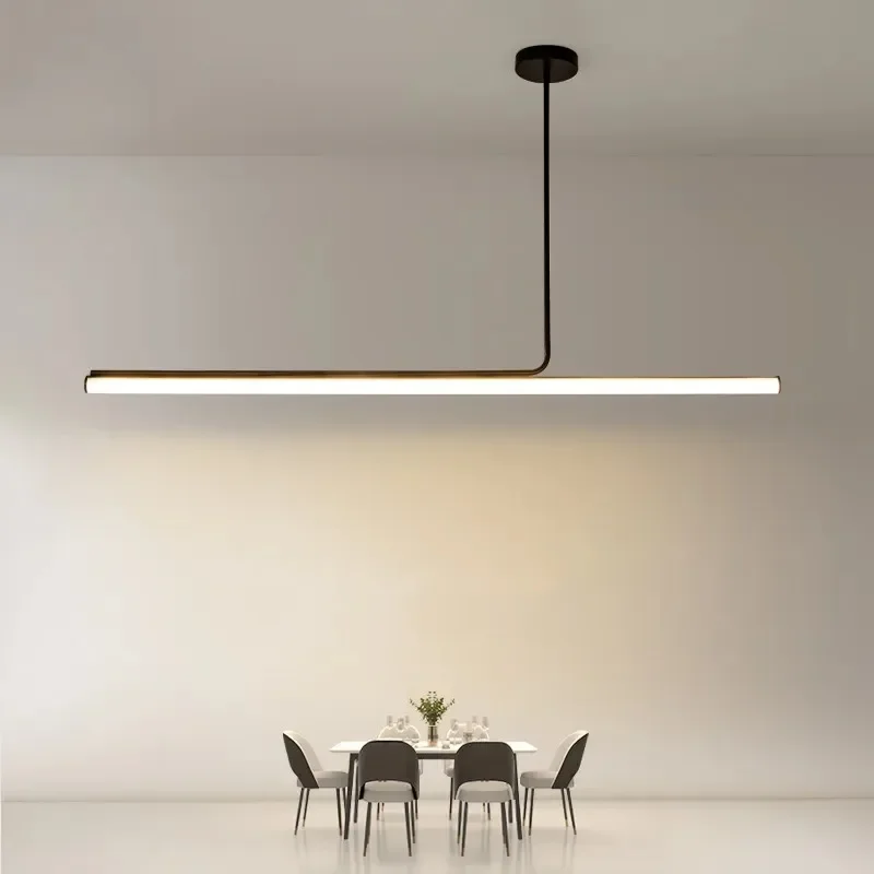 Moderne Lange Streifen Led Anhänger Lichter für Wohnzimmer Esszimmer Schreibtische Küche Schwarz Kronleuchter Wohnkultur Hängende Beleuchtung Leuchte Image