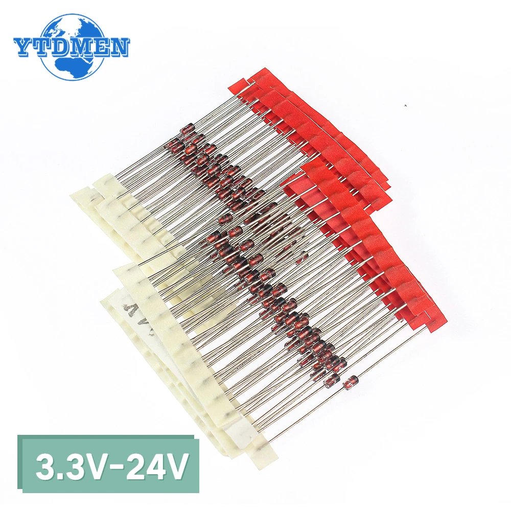 140PCS Zener Diode Kit 1W 3,3V-24V Spannungsregler Dioden Set 14 Werte 3,3V 10V 3,9V 12V 4,7V 15V 5,1V 16V 6,2V 18V 6,8V 20V Image