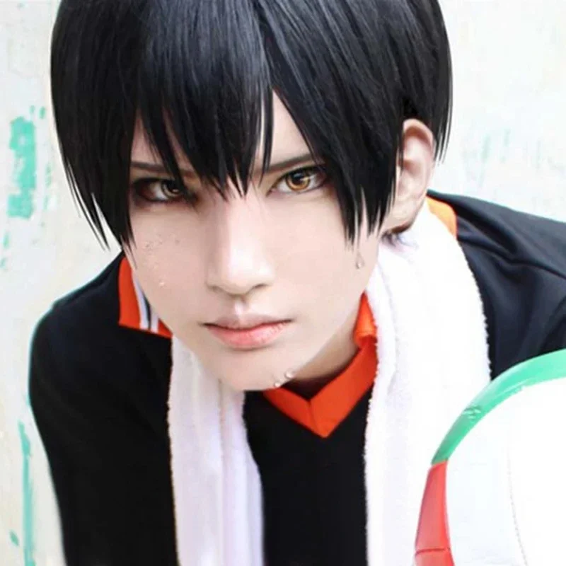 Haikyuu!! Kurze schwarze Tobio Kageyama High School Volleyball Club Kageyama Tobio hitzebeständige Haar Cosplay Kostüm Perücke Image