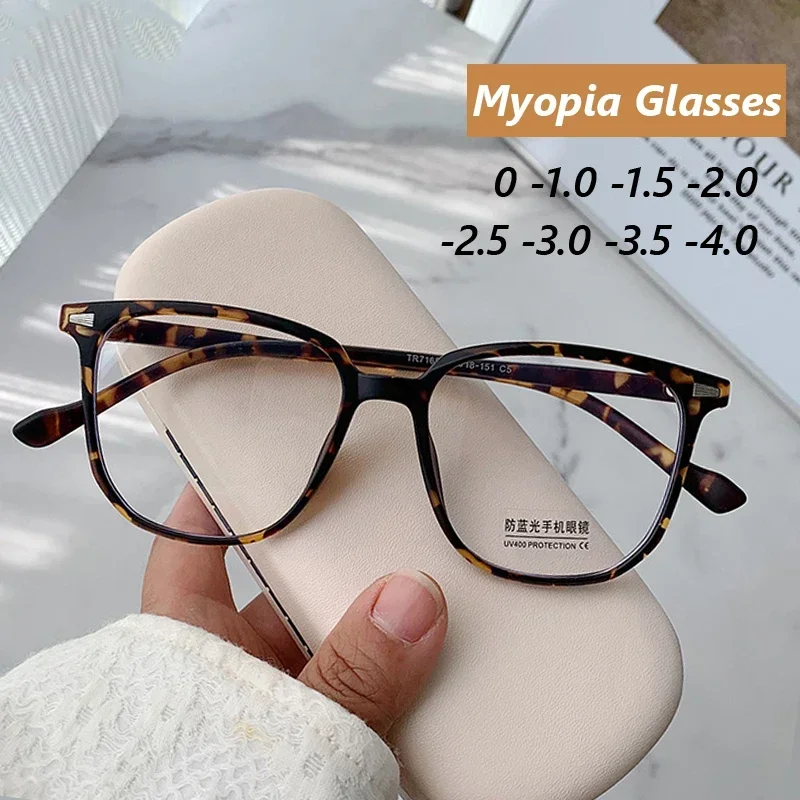 Fertige Damen-Myopie-Brille, Retro-Anti-Blaulicht-blockierende Nahsichtbrille, optische verschreibungspflichtige Kurzsichtbrille Image