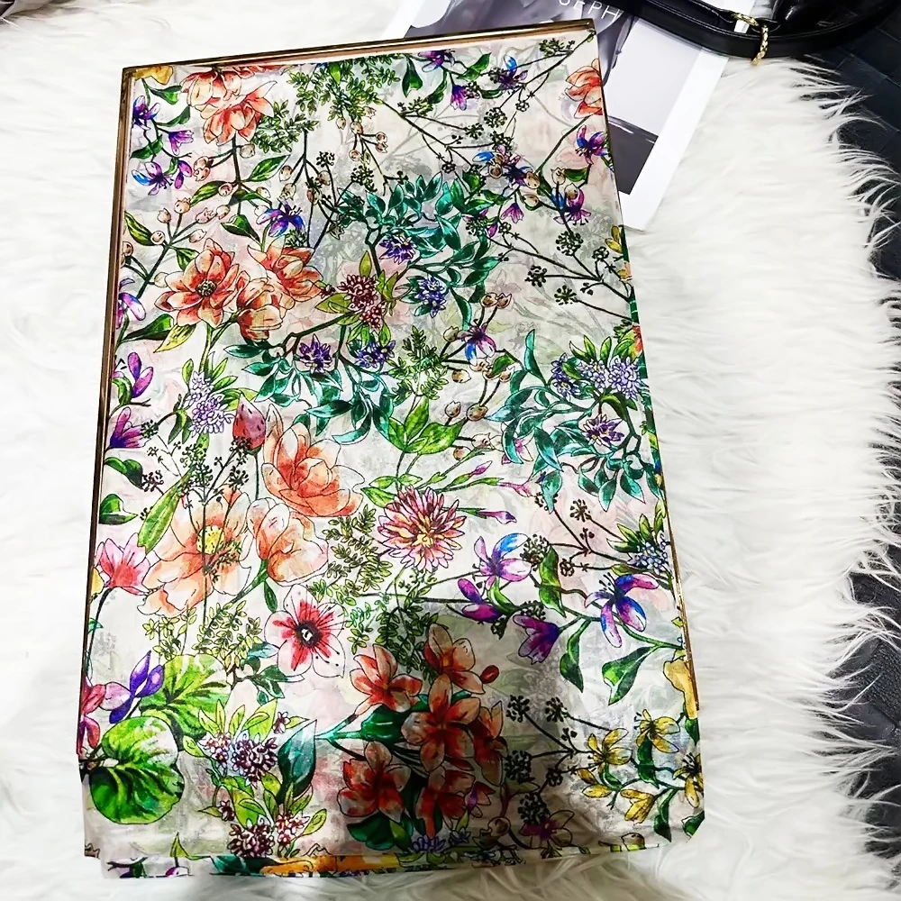 Weiß grün 180 Seide Seide Schal Schal neue elegante Blumen Sommer Strand Schal Vertuschungen Herbst Winter Schals Kopftücher 110 * cm