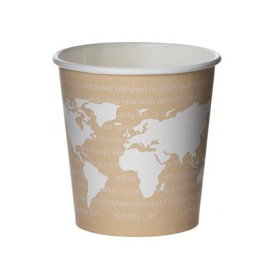 Eco Products EP-BHC4-WA World Art 4 oz Disposable Hot Cup - PLA, Printed, White and Pale Yellow, Biodegradable