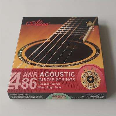 Awr486 Acoustic Guitar String Set, Plated High-carbon Steel Plain String, Phosphor Bronze Winding, Nano Polished Coating