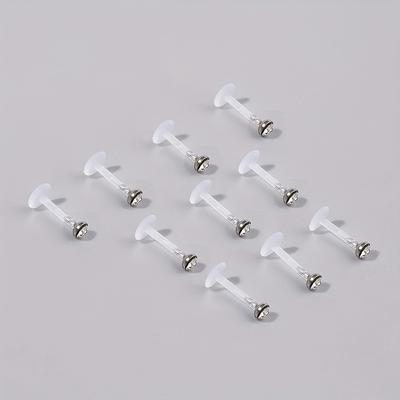 TEMU 10pcs Acrylic Transparent Invisible Lip Nail Stud Ring Body Piercing Jewelry Inlaid Shiny Colorful Rhinestone