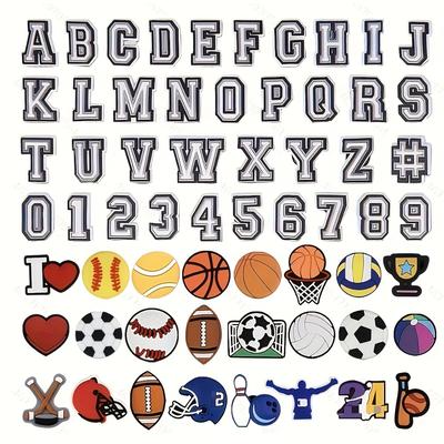 50pcs Sports Letters Numbers Charms For Croc Charm...