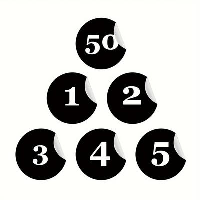 1 Set Of Black Continuous Number Stickers (1-50), ...
