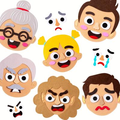 TEMU Social Emotional Learning Game 116pcs, Family Facial Emotion Board Sensory Toy, Multiple Facial Accessories, Game Learning Gifts