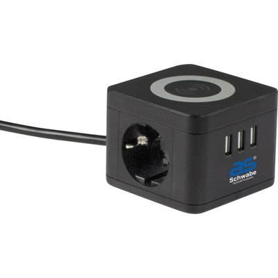 2-fach Steckdosentower 1,5m 230V Induktionsladefläche usb IP20