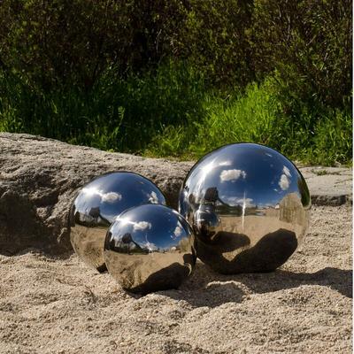 Dekokugel 3er polierte Gartenkugeln Set aus hochwertigem Edelstahl 9901G-10-15-20 - Köhko Image
