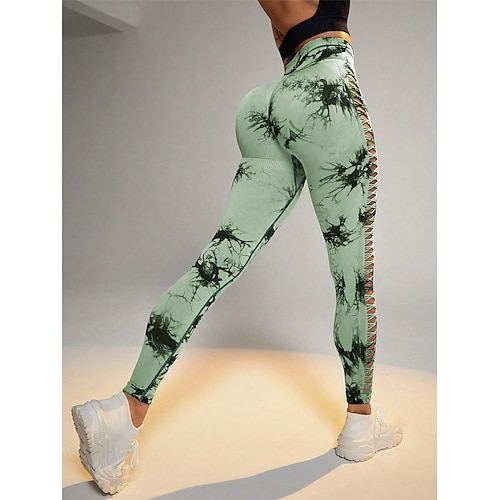 Per donna Pantaloni da yoga Leggings da yoga Taglio Vita Alta Pilates Allenamento in Palestra Allenamento Collant Tinta unica Tinta a nodi Nero Grigio scuro Verde Gli sport Abbigliamento sportivo