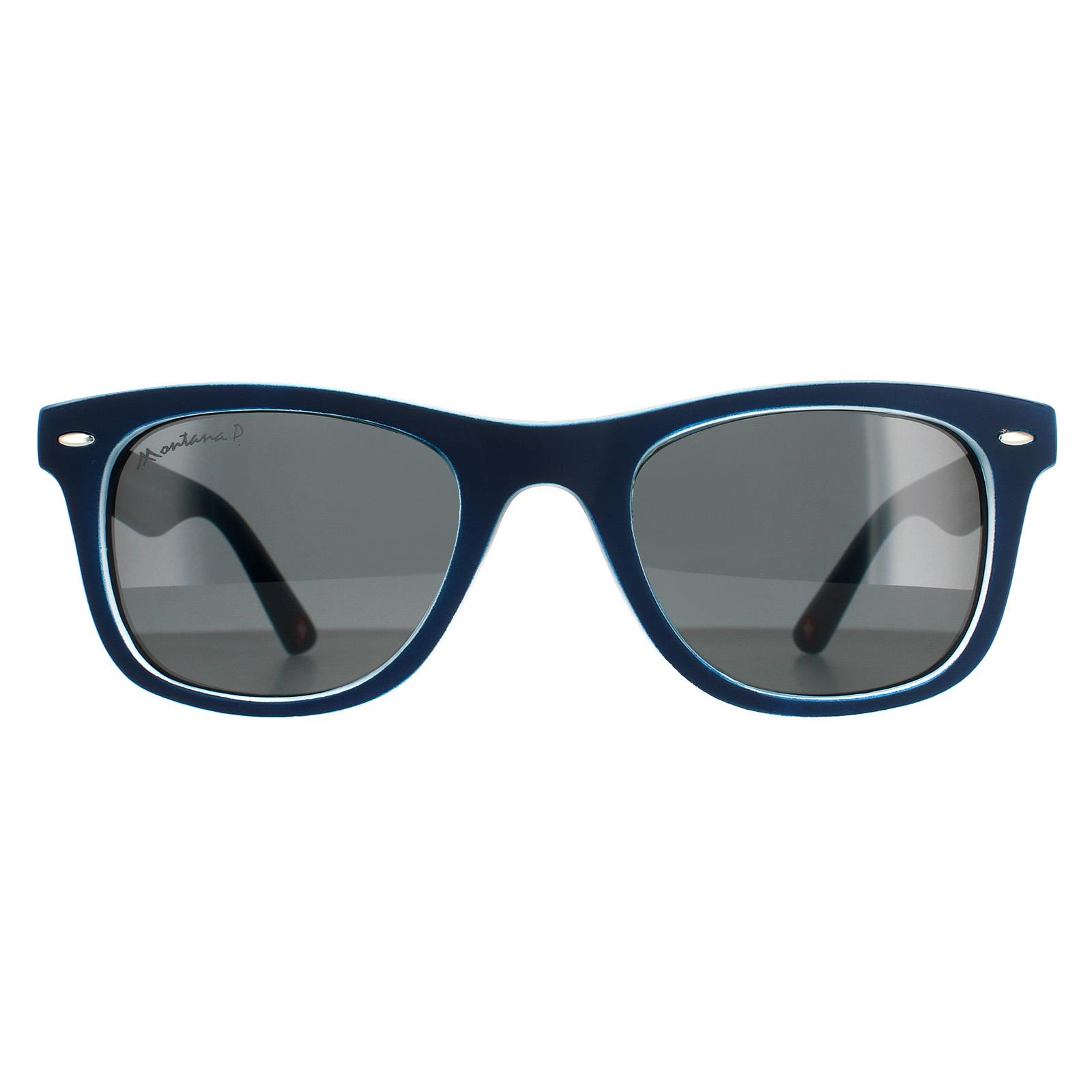 Montana Square Unisex Marineblau Rubbertouch Grau Polarisiert MP41 Sonnenbrille Image