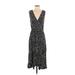 Plenty By Tracy Reese Casual Dress - Midi V-Neck Sleeveless: Black Print Dresses - Women's Size Small