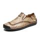 jonam Men's Shoes Men Shoes Leather Mens Shoes Casual Low Slip On Men's Shoes (Color : Khaki, Size : 8)