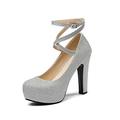 jonam High Heels Platform Heels High Heels Ladies Party Ladies Wedding Shoes (Color : Silver, Size : 8)