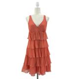 J. Crew Dresses | J. Crew Silk Peach V-Neck Tiered Short Sleeveless Cocktail Dress Womens 6 | Color: Orange/Pink | Size: 6