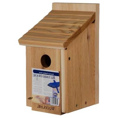 Cedar Wood Birdhouse - Ideal for Eastern Western and Mountain Bluebirds - 7.13 x 6.25 x 11.75 inches