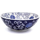 ClayBarn Blue Garden Stoneware 15" Decorative Fruit Bowl