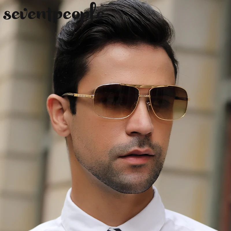 Vintage quadratische Sonnenbrille Männer Luxusmarke Designer Metallrahmen Sonnenbrille für männliche Mode rechteckige Sonnenbrille Gafas de Sol Image