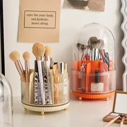 Porte-pinceau de maquillage rotatif à 360 ° avec couvercle, boîte de rangement cosmétique de bureau, rouge à lèvres, porte-crayon pour les yeux, conteneur de luxe léger