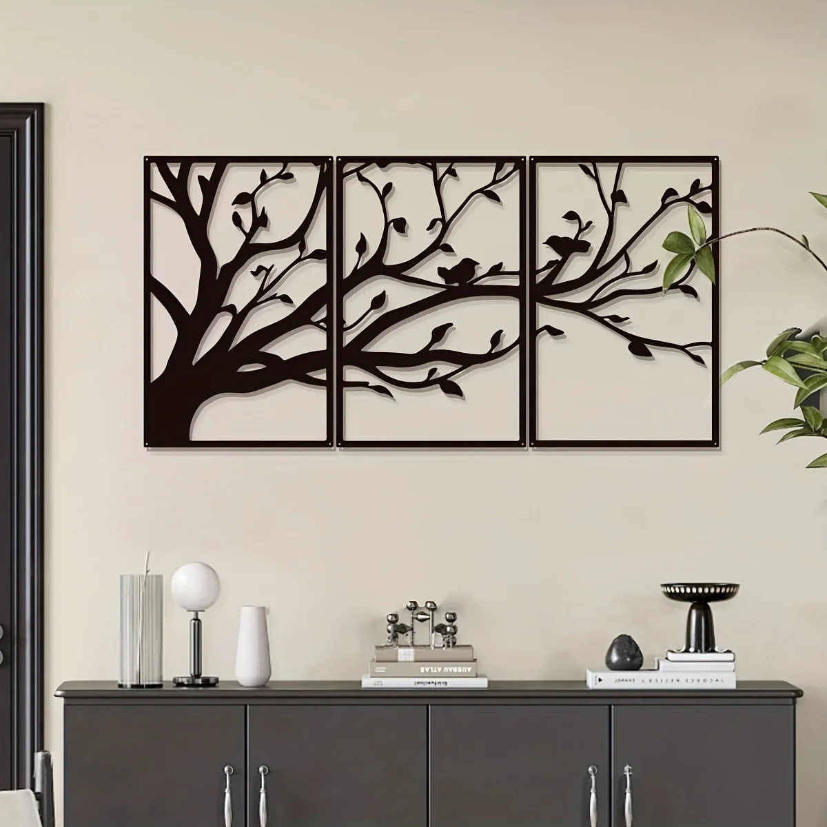 CIFbuy 3 Stück/Set Baum des Lebens Metall-Wandkunst – Zweige Wanddekoration, moderne Wanddekoration, Aufkleber, Wandbild, Wohnzimmer, Wanddekoration Image