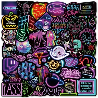 50/100pcs Cartoon Neonlicht Graffiti Aufkleber für Laptop Gepäck Telefon Motorrad coole wasserdichte Image