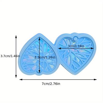 TEMU 1pc Holographic Love Earrings Pendant Decoration Silicone Mold Holographic Heart Key Ring Resin Epoxy Resin Mold For Diy Jewelry Keychain Pendants Making