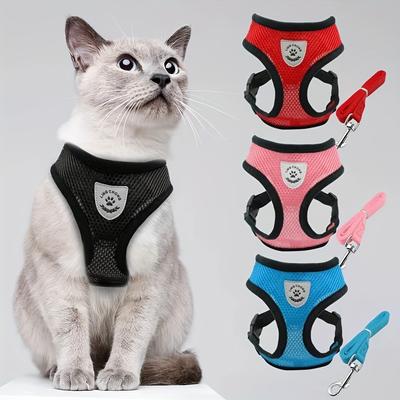 Breathable Mesh Cat Harness With Leash Set, Adjust...