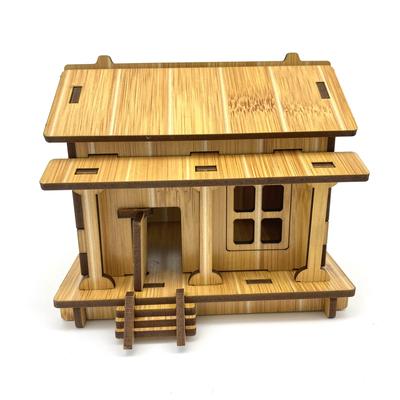Cabin Building Model, Wooden 3d Puzzle, Diy Laser ...