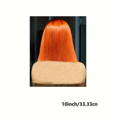 Ginger Bob Wig Glueless Lace Front Human Hair Straight Bob Pre Plucked Short Cut Peruvian Virgin Hair Lace Wig 180% Density 13x4 Hd Lace Orange Bob Middle Part For Women