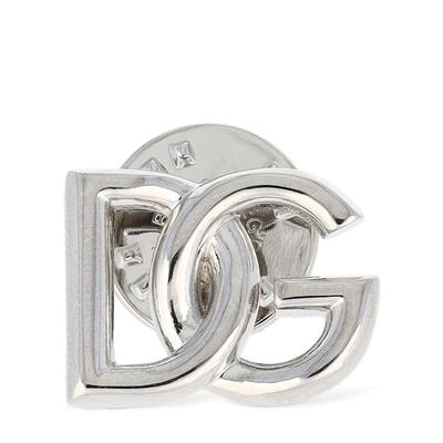 Dg Logo Brooch - Gray - Dolce & Gabbana Brooches