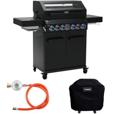 Platinum yamara dark 4+2 Gasgrill Stahl 4 Brenner Sear-Burner Backburner mit Abdeckhaube - Taino