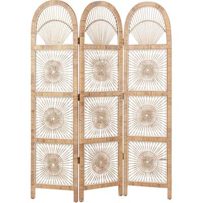 Raumteiler Rattan Natur 137 x 180 cm 3-teilig Trennwand Paravent Raumtrenner Modern Boho