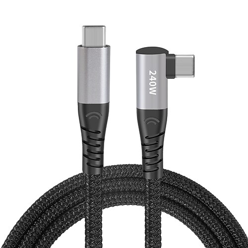 1 Packung USB 3.0-Kabel 100W 3,3 Fuß USB-C zu USB-C 6 A Ladekabel Schnellladen Hohe Datenübertragung Nylon geflochten Rechter Winkel Langlebig Für MacBook iPad Samsung Handy-Zubehör Image
