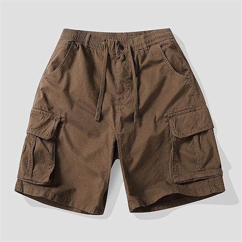 Herren Taktische Shorts Cargo Shorts Kurze Hosen Shorts Kurze Hosen Knopf Elastische Taille Multi Pocket Glatt tragbar Kurz Outdoor Täglich Campen und Wandern Modisch Klassisch Armeegrün Schwarz Image