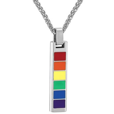 Stainless Steel/925 Sterling Silver Necklace LGBT Gay Pride Jewelry Rainbow Pendant Necklace Gift For Men/Women