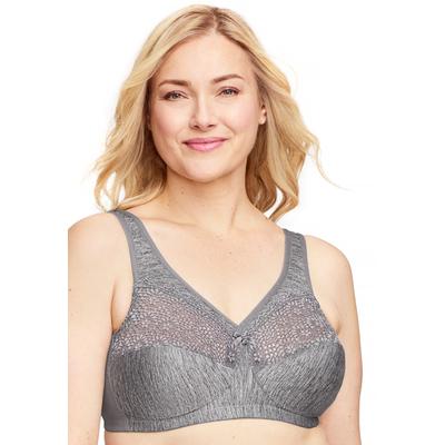 Plus Size Women's Full Figure Plus Size Magiclift Moisture Control Bra Wirefree #1064 Bra by Glamorise in Gray Heather Solid (Size 38 F)