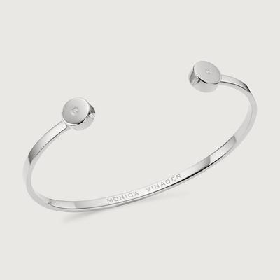 Sterling Silver Linear Solo Diamond Cuff Diamond