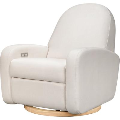 Babyletto Nami Electronic Swivel Glider Recliner w/ USB - Performance Cream Eco-Weave w/ Light Wood