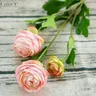 1PCS 3 Teste Piccolo Artificiale Ranunculus Asiaticus rosa Fiori finti Fiori di seta flores