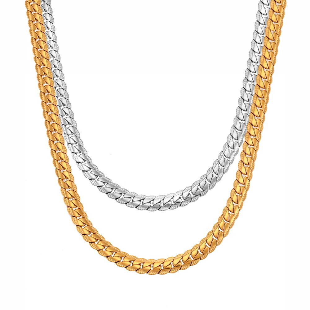 Punk 6mm Prägung Flache Schlange Kette Halsketten Männlich Gold Silber Farbe Edelstahl Ketten Für Männer Frauen Vintage-Schmuck geschenk