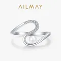 Ailmay – bague en argent Sterling 925 véritable pour femme et fille bague élégante en forme de