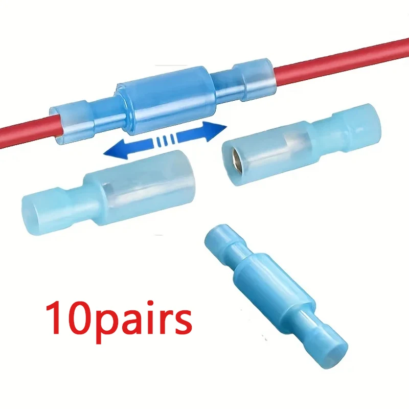 10Pairs Nylon Bullet Schnellverbinder Trennen Isolierte Elektrische Anschlüsse Weiblich Männlich Butt Wire Crimp Stecker Image